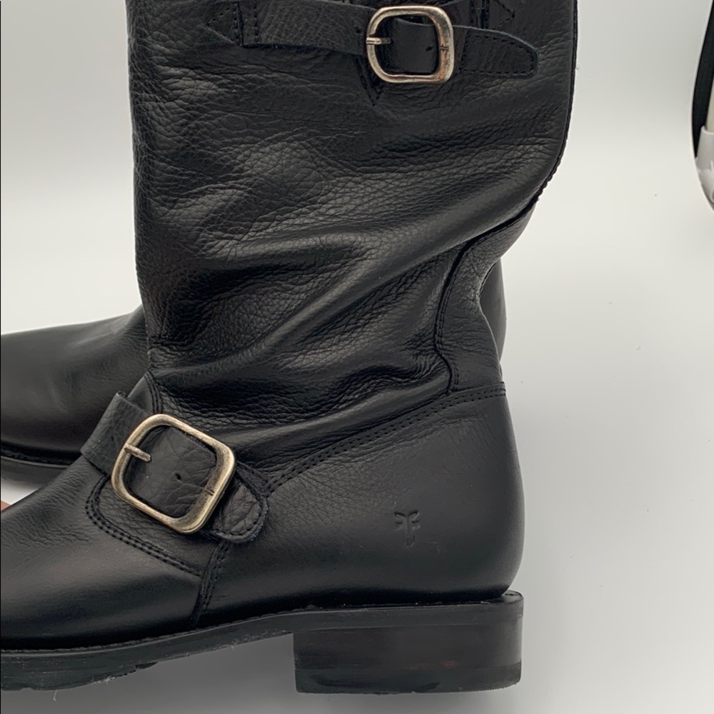 Frye Black Leather Combat & Moto Boots - Picture 6 of 7